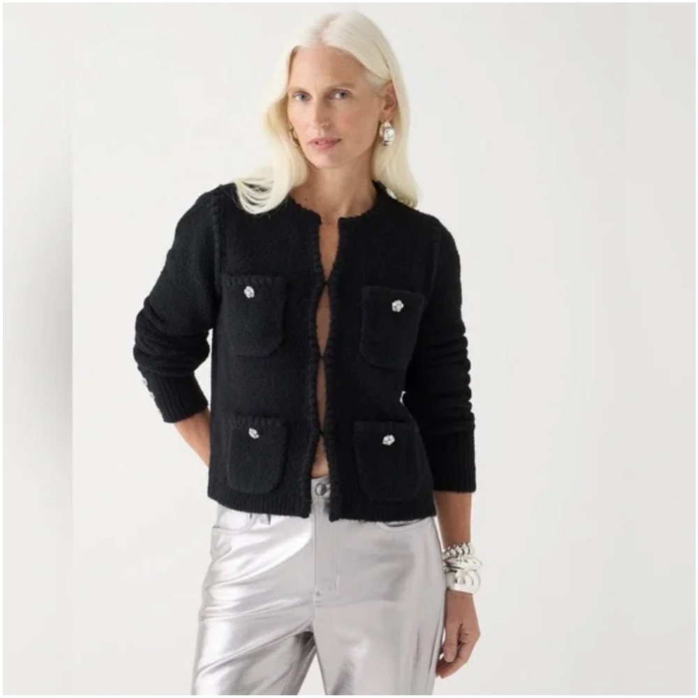 J CREW Odette Sweater Cardigan Lady jacket with Jewel Buttons Size Small